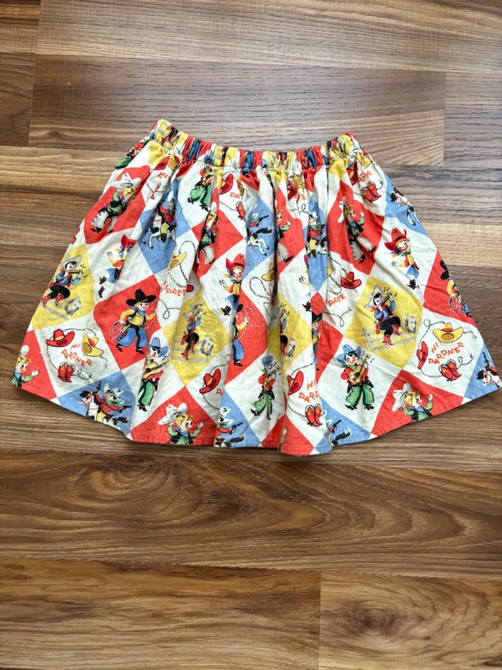 Girl's "Western Fun" Elastic Waist Aline Skirt Cowgirl Cowboy Rodeo Print